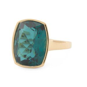 HIRAJULE India 14kt Gold Plated London Blue Quartz Ring